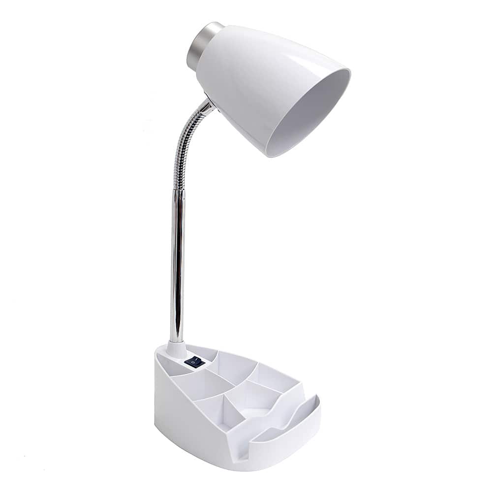 Angle. Limelights - Gooseneck Organizer Desk Lamp with iPad Tablet Stand Book Holder - White.