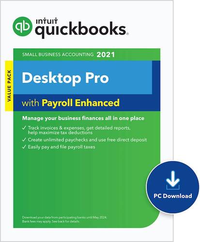 Intuit - QuickBooks Desktop Pro 2021 + Enhanced Payroll - Windows [Digital]
