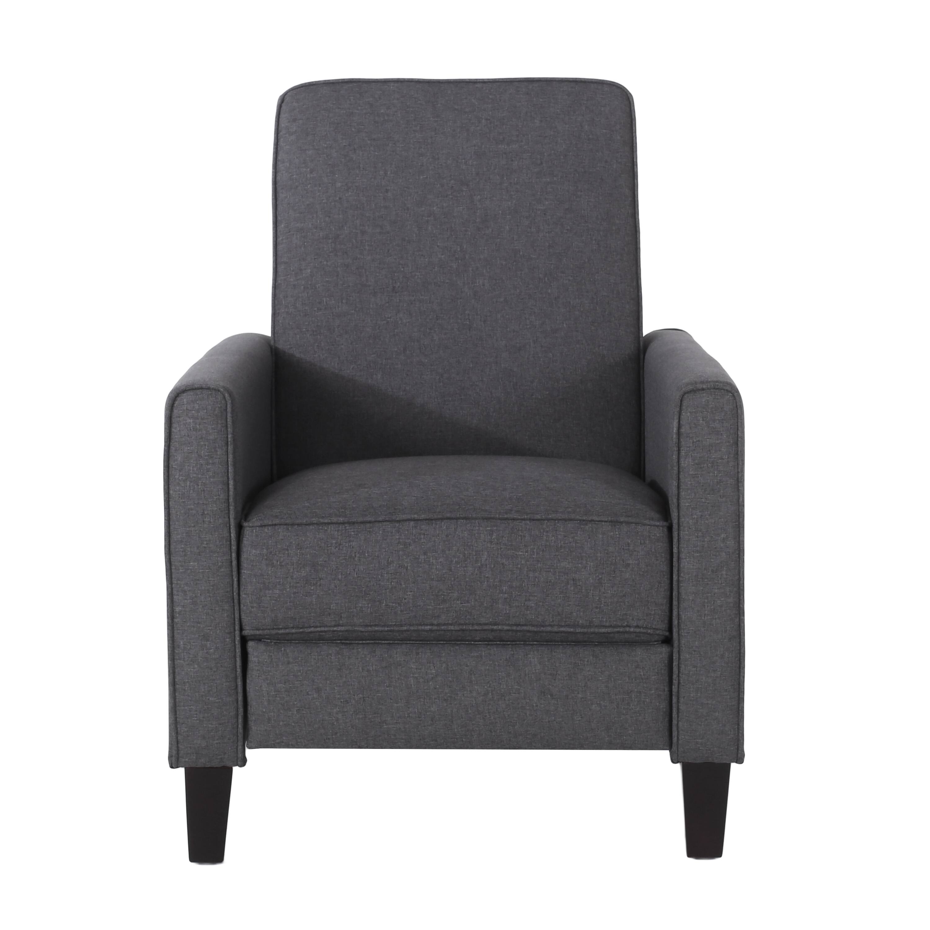 Angle. TinyHomie - Smoke Fabric Push Back Chair for Elegant Home Décor - gray.