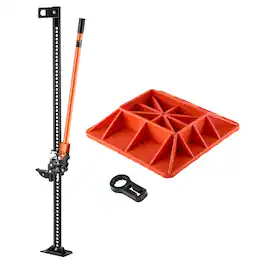 VEVOR - Farm Jack with Base, 60" Utility High Lift Farm Jack, 3.18 Ton (7,000 lbs) Capacity Ratcheting Off Road Utility Jacks - Black;Orange