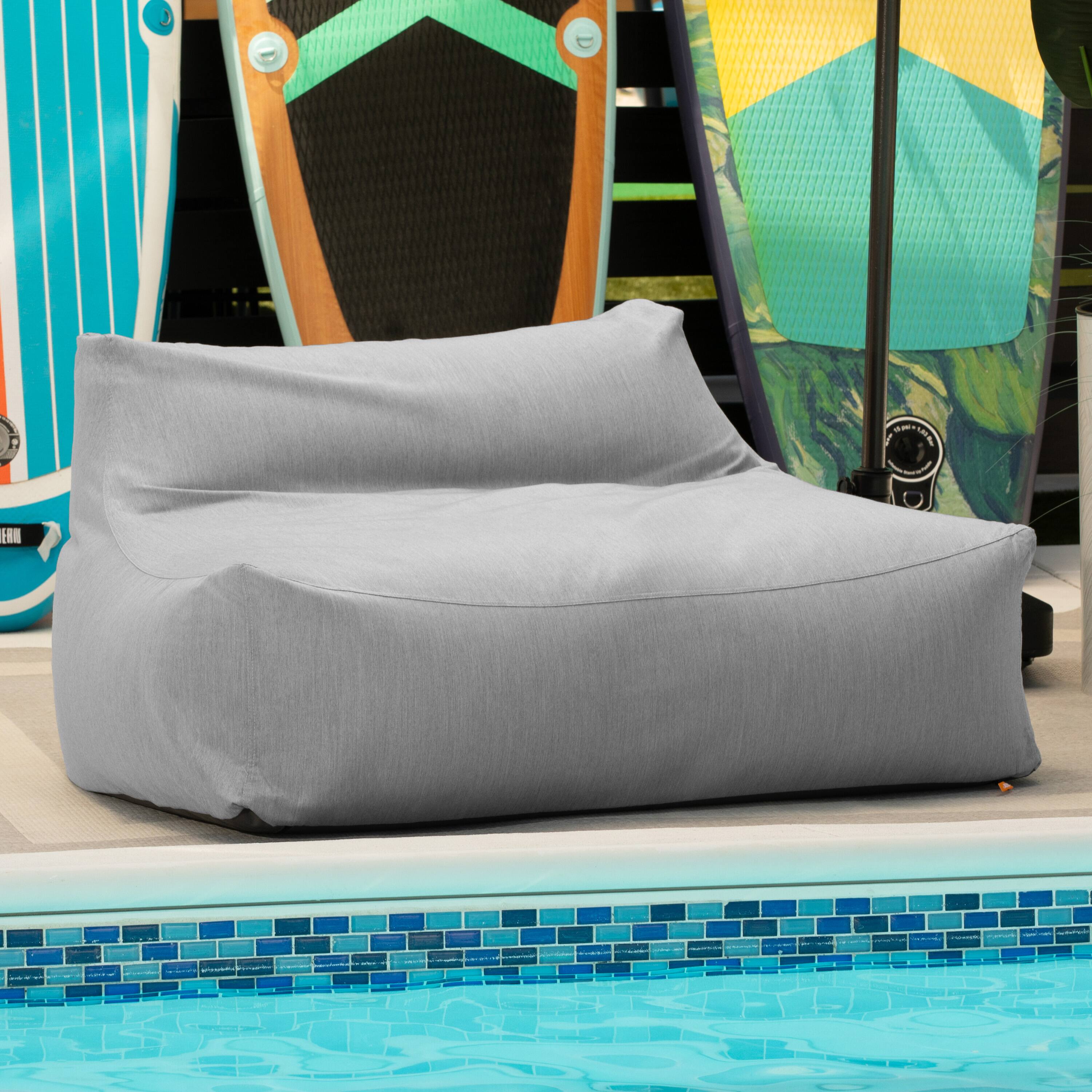 Angle. Jaxx - Jaxx Lavista Outdoor Bean Bag Loveseat/Modern Patio Sofa, Sunbrella, Granite - Granite.