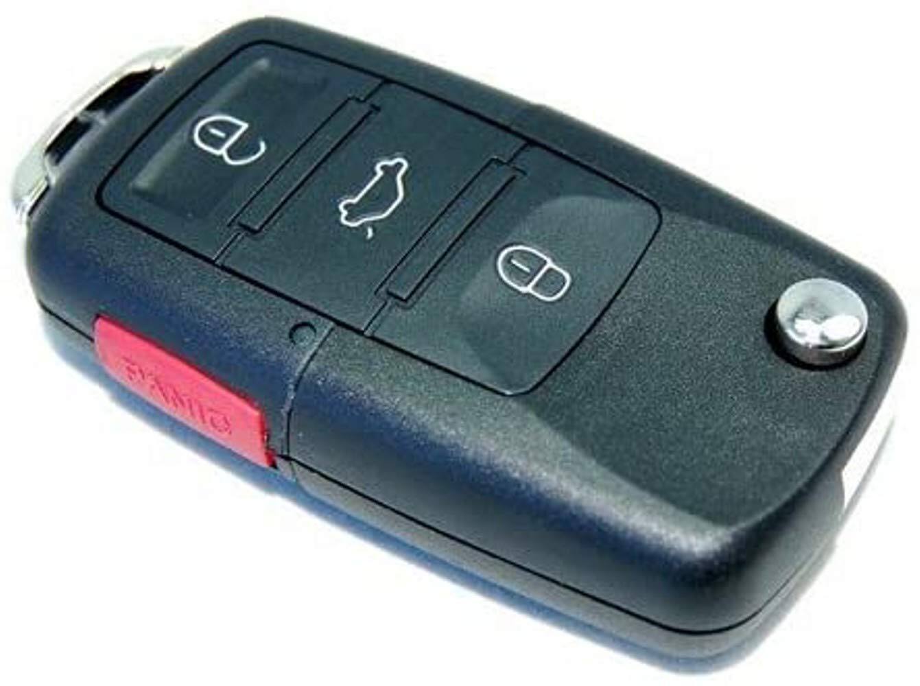 Left. HQRP - Flip Key Fob Shell Case 4-Button Remote Housing for Volkswagen VW Jetta Golf GTI Beetle Passat - Black.
