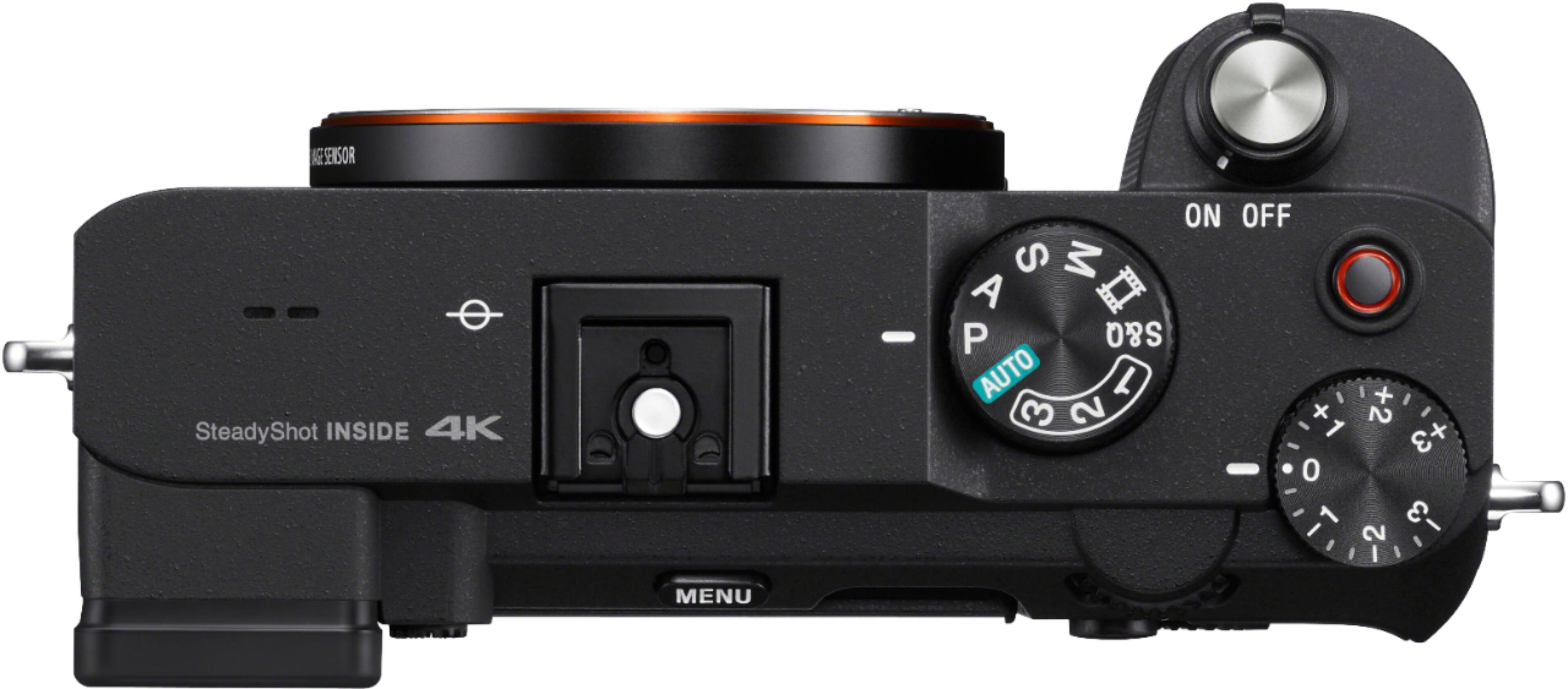 Top. Sony - Alpha 7C Full-frame Mirrorless Camera - Black.