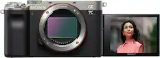 Front. Sony - Alpha 7C Full-frame Mirrorless Camera - Silver.