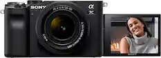 Front. Sony - Alpha 7C Full-frame Compact Mirrorless Camera with FE 28-60mm F4-5.6 lens - Black.