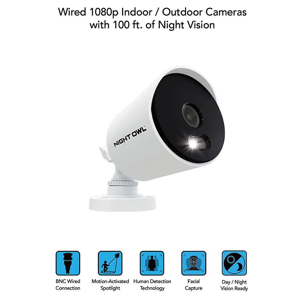 Left View: Night Owl - 16 Channel Wired DVR with 14 Wired 1080p HD Spotlight Cameras and 1TB Hard Drive - White