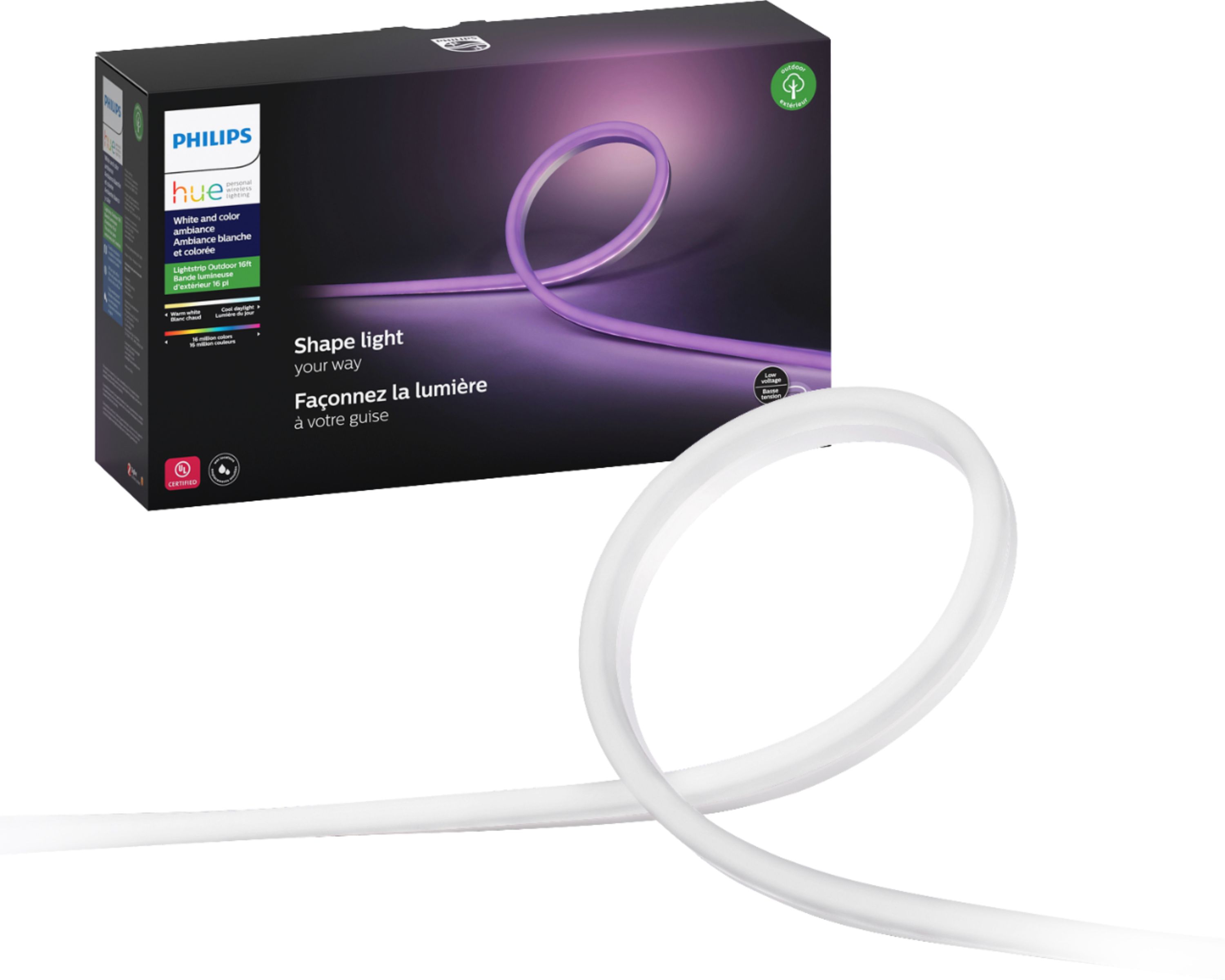 Philips Hue Outdoor Lightstrip 197-inch/16-foot White and Color Ambiance  555912 - Best Buy