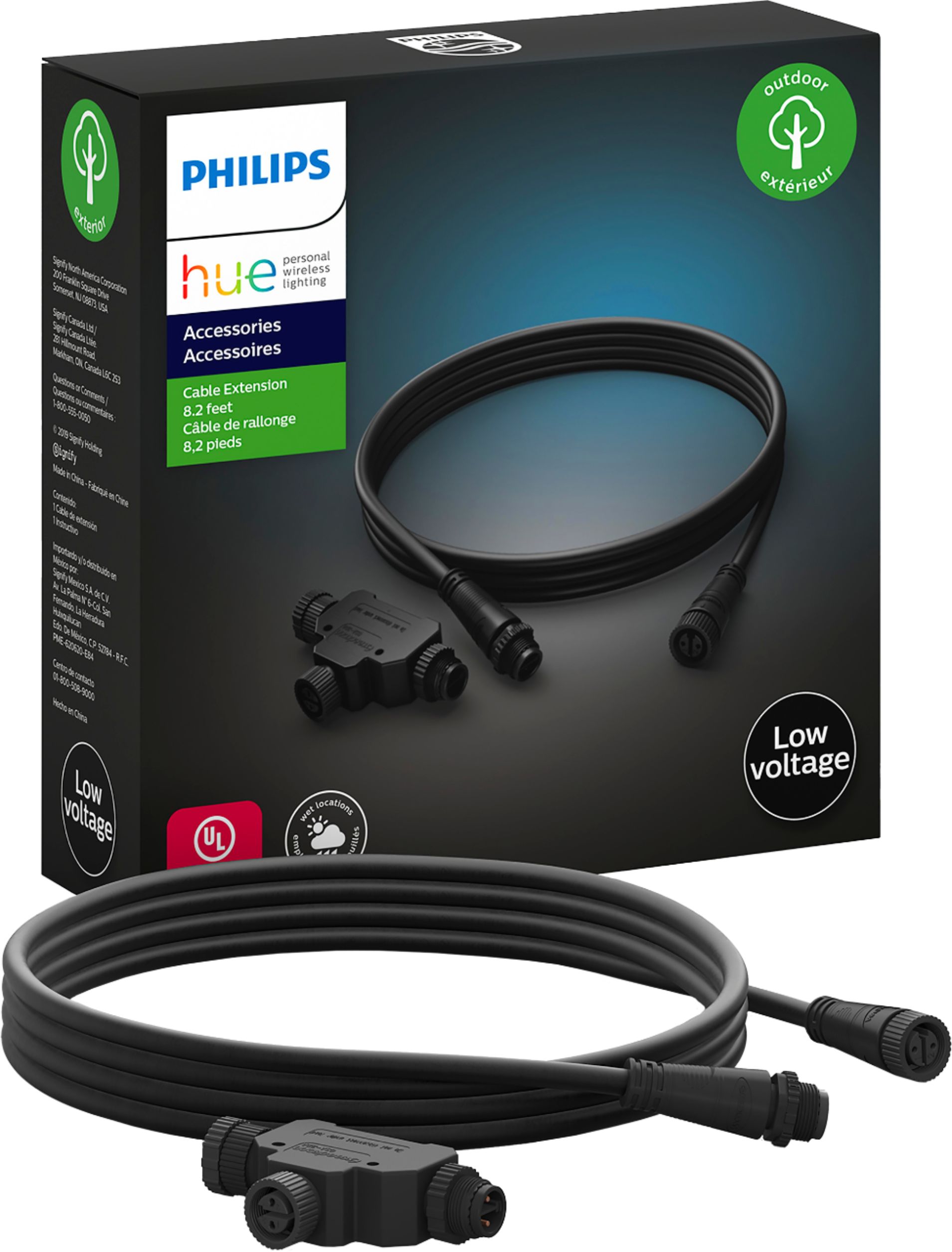 Angle View: Philips - Hue Outdoor T-Connector Cable - Black