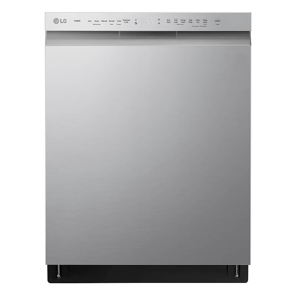 Front. LG - 24" Front Control Smart Built-In Stainless Steel Tub Dishwasher with QuadWash, and 48dba - Stainless Steel.