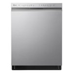 Front Zoom. LG - 24" Front Control Dishwasher with Stainless Steel Tub, WiFi, QuadWash,  and 48dB - Stainless steel.