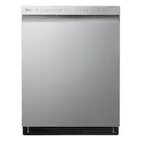 LG - 24" Front Control Smart Built-In Tub Dishwasher with QuadWash, and 48dba - Stainless Steel - Front_Zoom