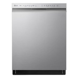 LG - 24" Front Control Smart Built-In Stainless Steel Tub Dishwasher with QuadWash, and 48dba - Stainless Steel - Front_Zoom