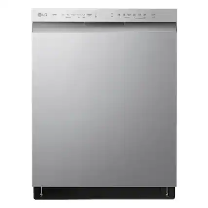 Front. LG - 24" Front Control Smart Built-In Stainless Steel Tub Dishwasher with QuadWash, and 48dba - Stainless Steel.