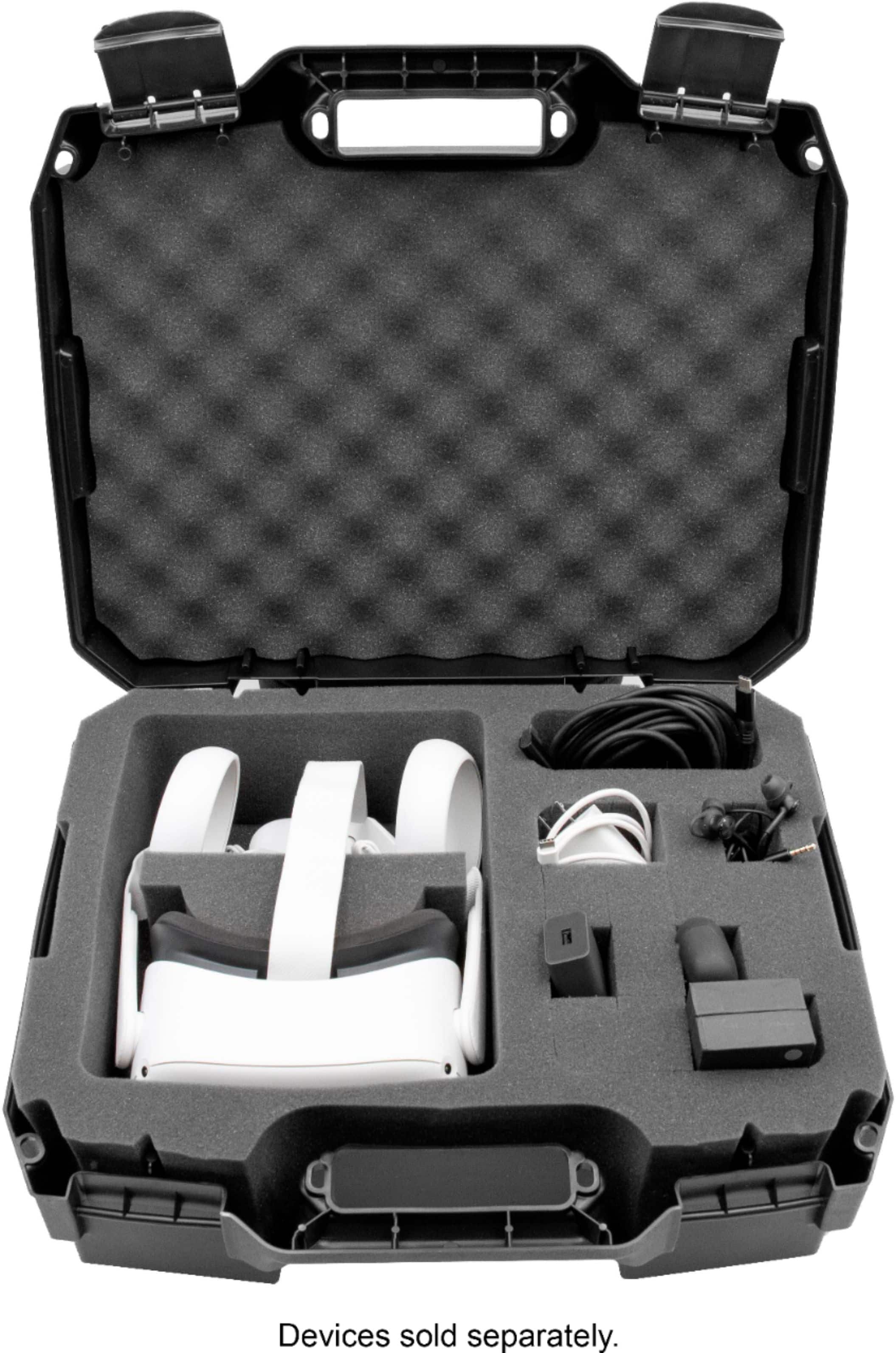 Angle. CASEMATIX - Hard Shell Custom Travel Case for Meta Quest 3 and 2 VR Headsets - Black.