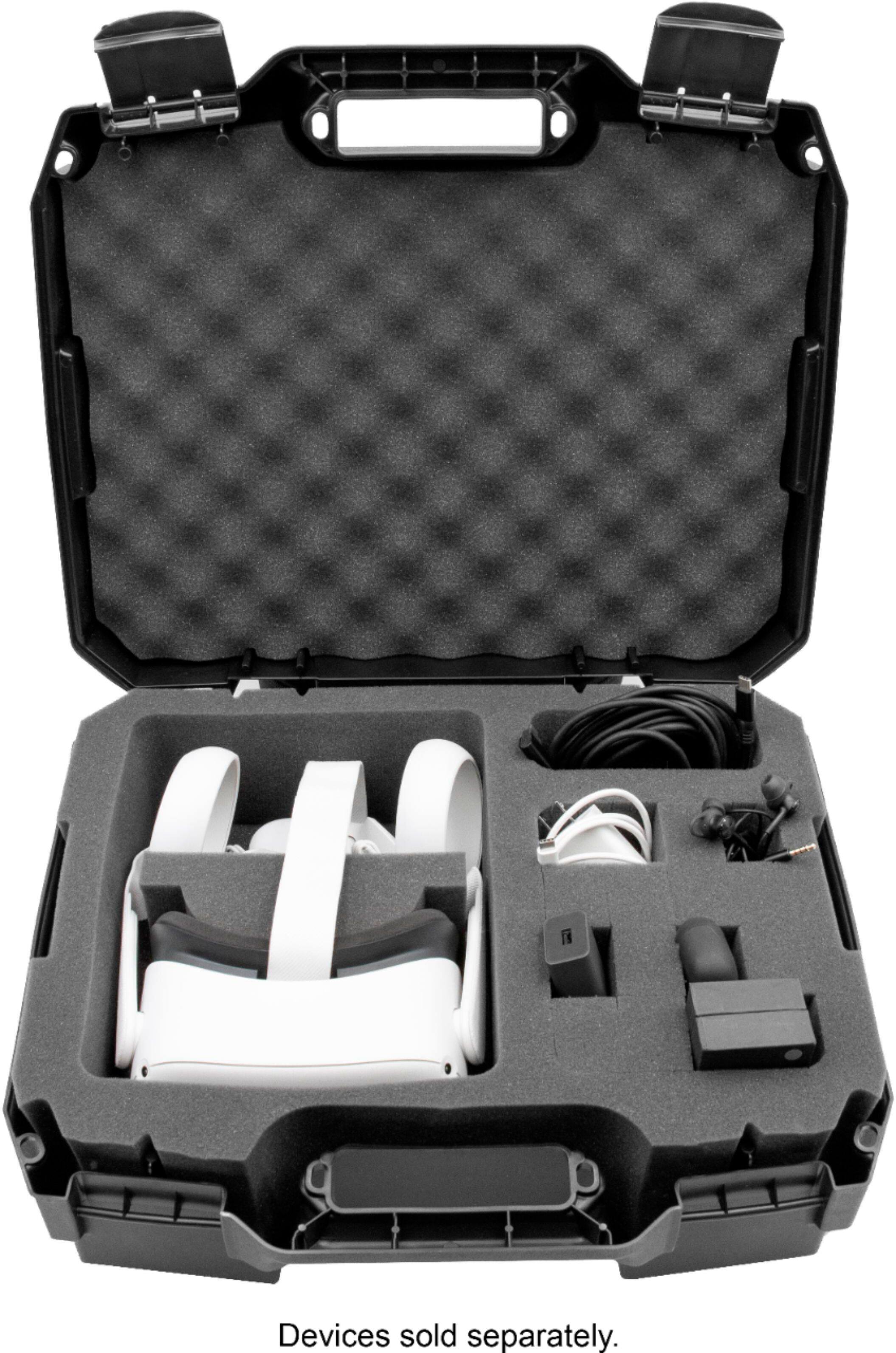 Angle. CASEMATIX - Hard Shell Custom Travel Case for Meta Quest 3 and 2 VR Headsets - Black.