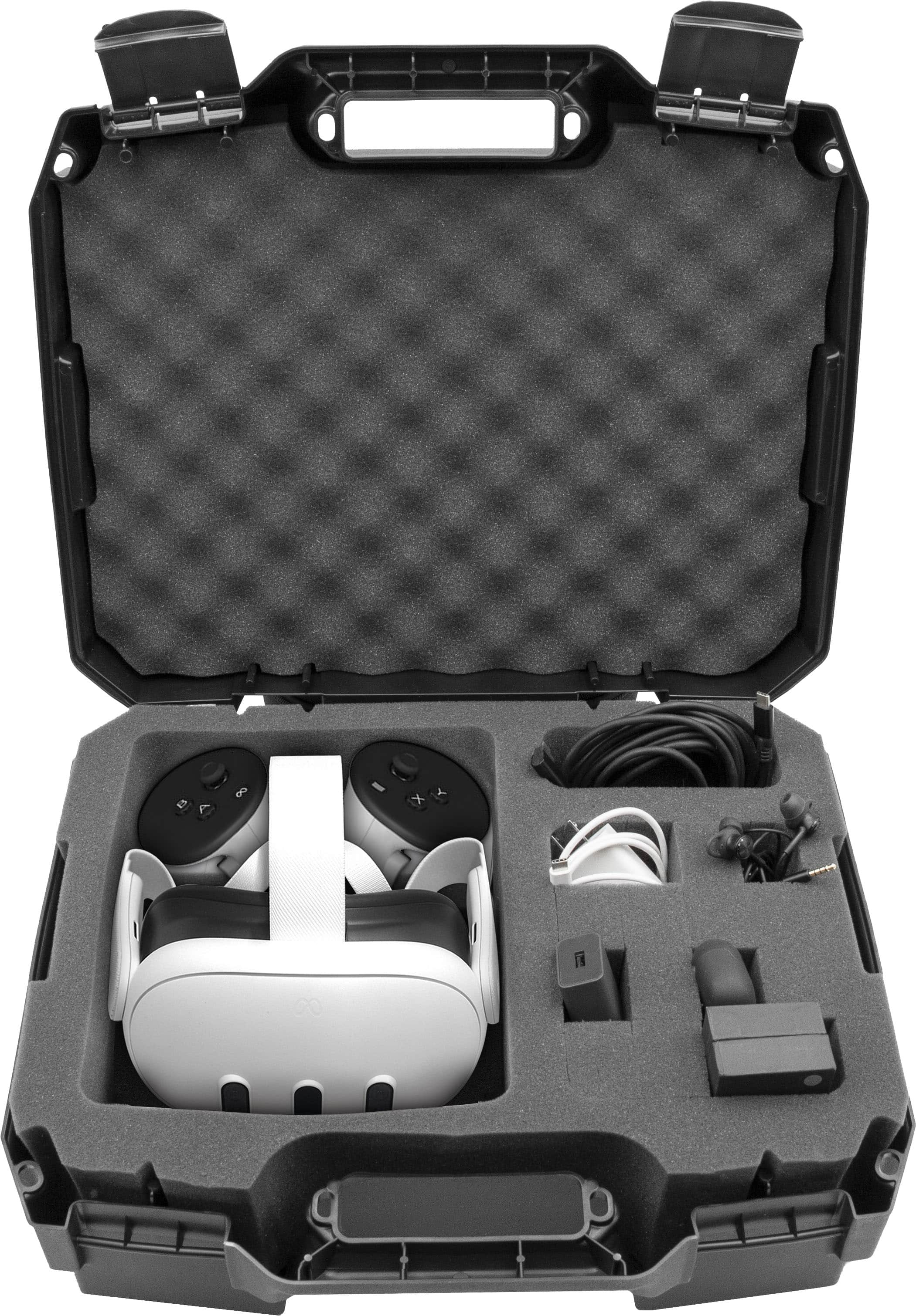 Front. CASEMATIX - Hard Shell Custom Travel Case for Meta Quest 3 and 2 VR Headsets - Black.
