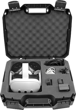 CASEMATIX - Hard Shell Custom Travel Case for Meta Quest 3 and 2 VR Headsets - Black