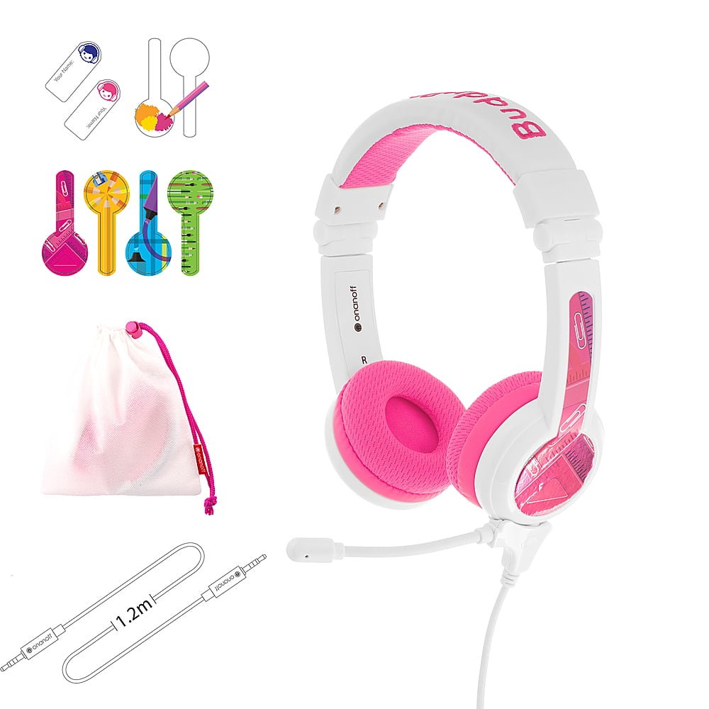 Angle View: BuddyPhones - School+ Wired On-Ear Headphones - Pink