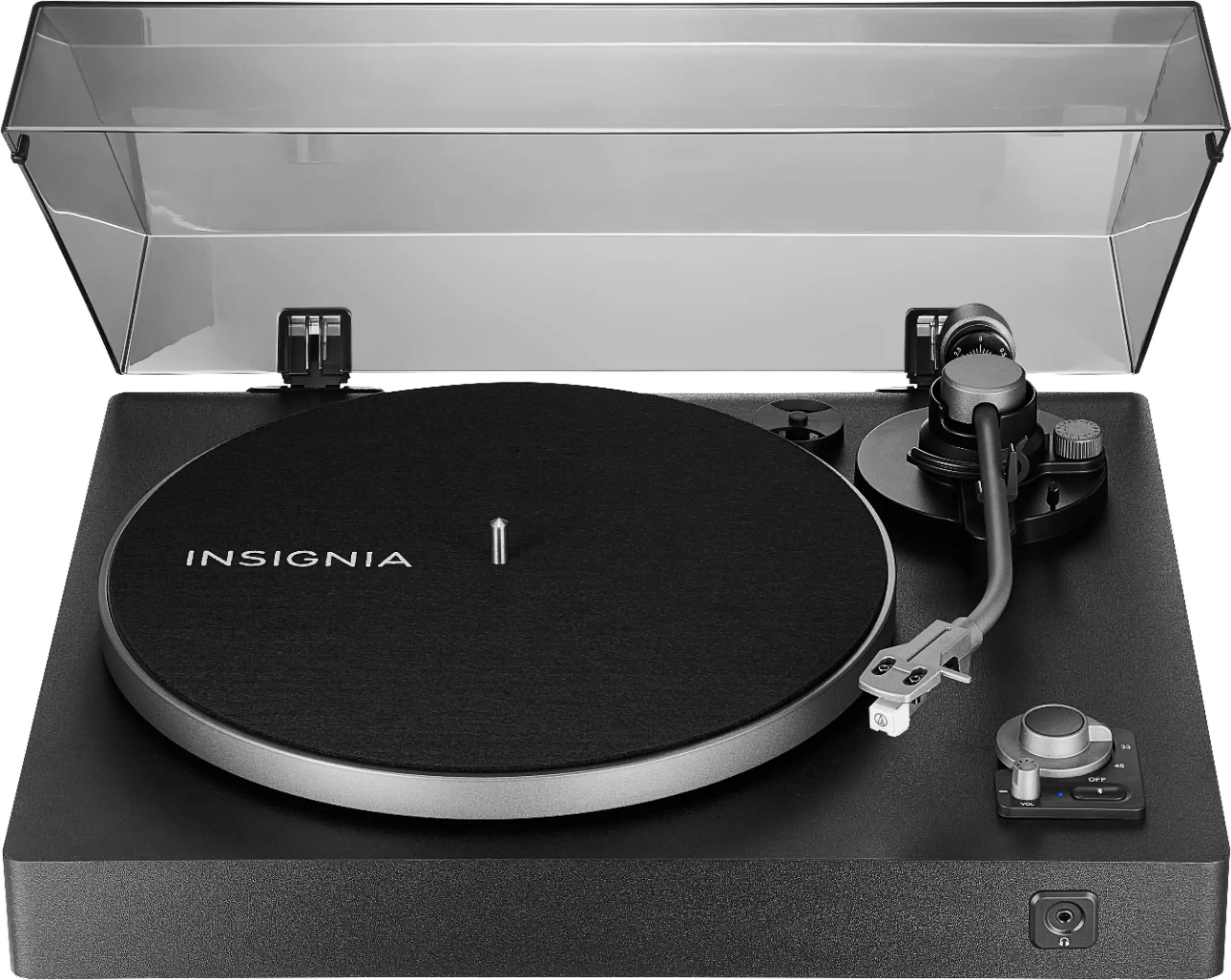 Front. Insignia™ - Bluetooth Stereo Turntable - Black.