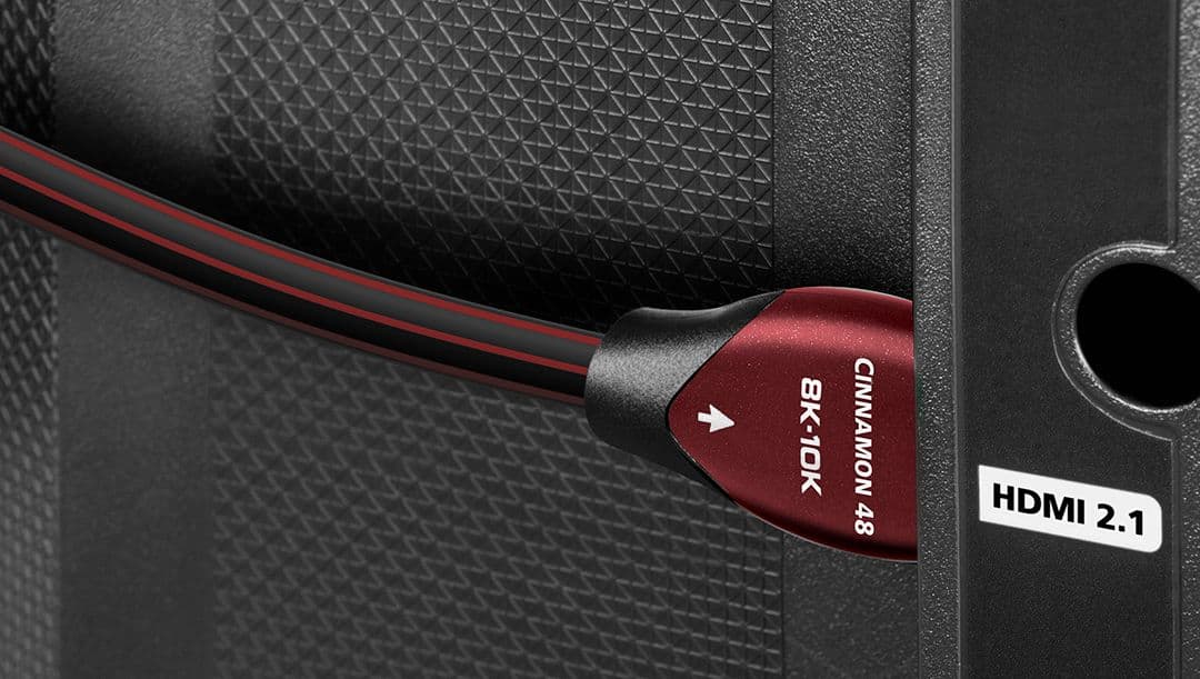 Alt View 12. AudioQuest - Cinnamon 2.5' 4K-8K-10K 48Gbps HDMI Cable - Red/Black.