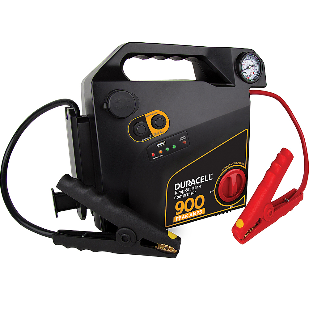 Duracell - 900 Amp Portable Jump Starter + Air Compressor - Black