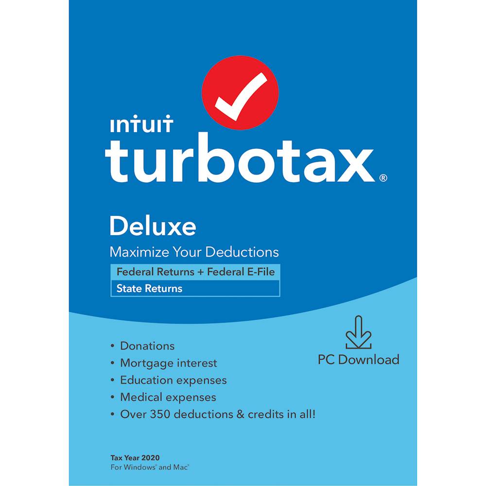 Intuit - TurboTax Deluxe Federal + E-File + State 2020 (1-User) - Windows [Digital]