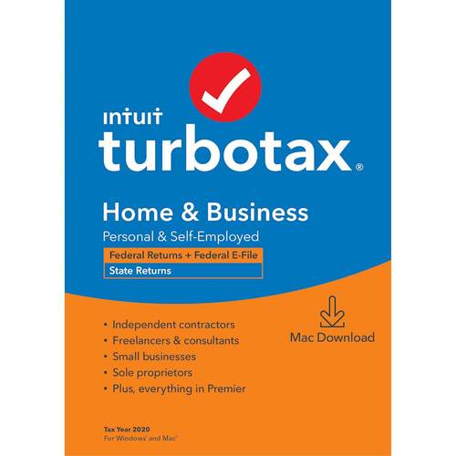 Intuit - TurboTax Home & Business Federal + E-File + State 2020 (1-User) - Mac [Digital]