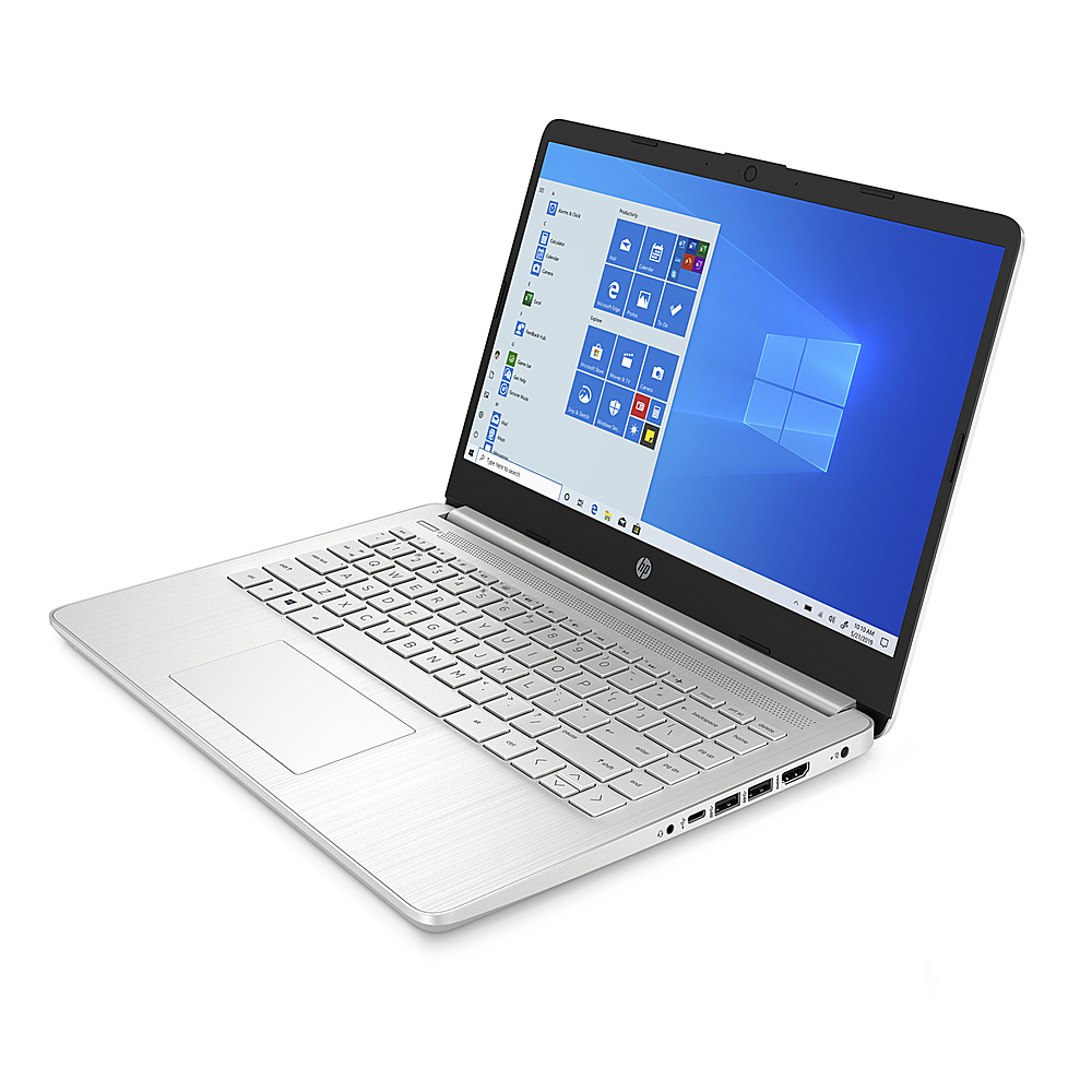 Angle View: HP - 14" Laptop - 4GB Memory - 64GB eMMC Hard Drive - Natural Silver