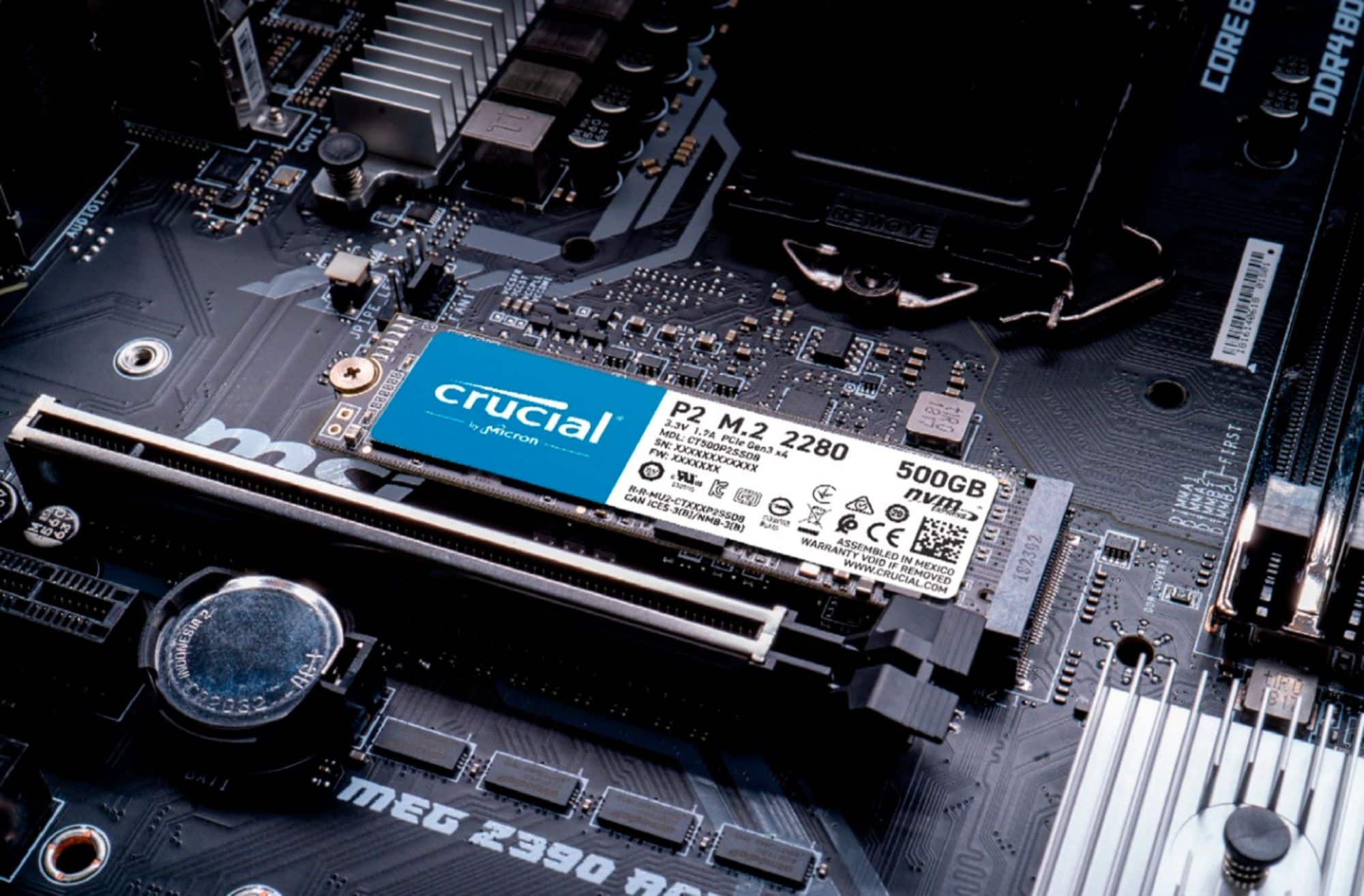 Alt View 11. Crucial - P2 500GB Internal SSD PCIe Gen 3 x4 - Black.