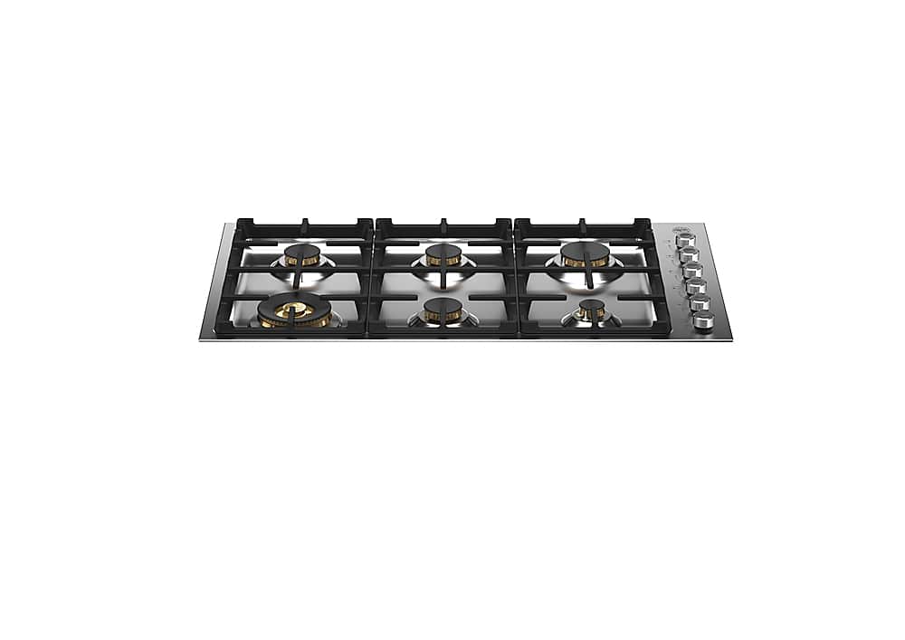 Front. Bertazzoni - 6 Burner 36'' Drop in Gas Cooktop - Stainless Steel.