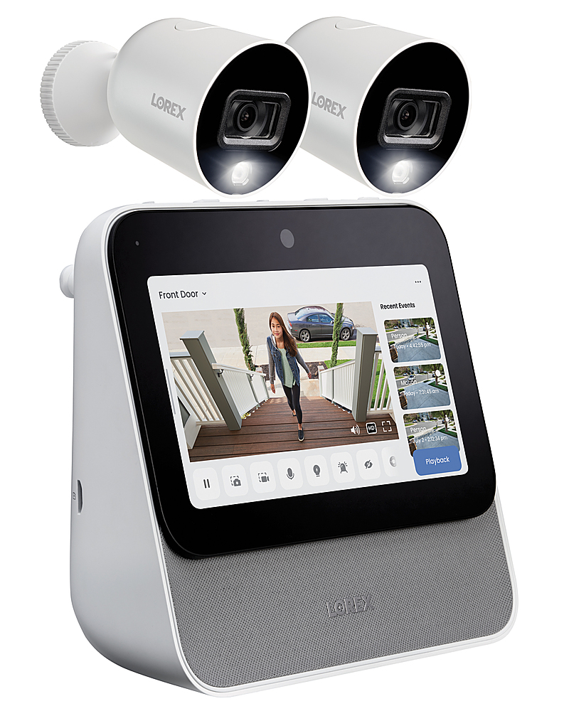 Angle View: Lorex - Smart Home Security Center with two 1080p Wi-Fi Cameras - White