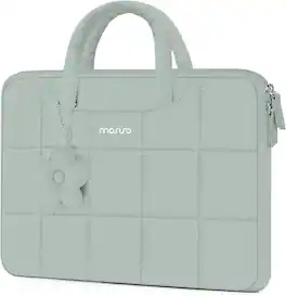 mosiso - Laptop Case 13-13.3 inch Puffy Laptop Sleeve with Handle for MacBook Air Pro Neo 13 14 HP Dell ASUS Lenovo - Antique Green