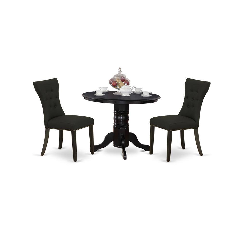 Angle. East West Furniture - Dining Room Set Black - Brown.