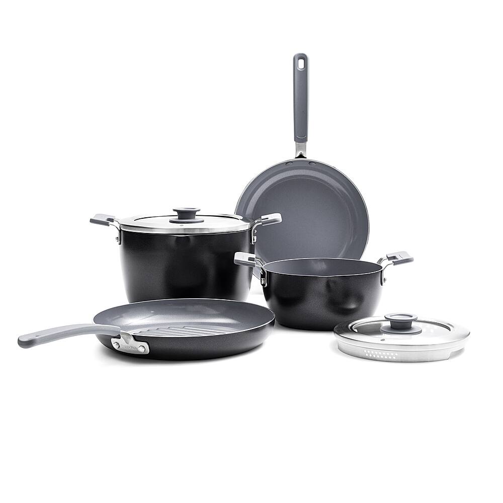 Angle View: GreenPan - Levels Essentials Ceramic Non-Stick 6-Piece Cookware Set - Grey
