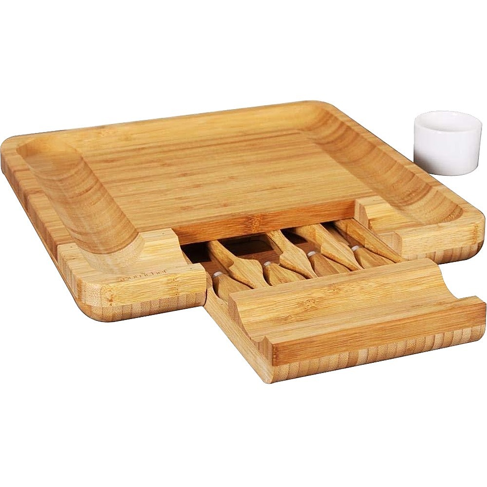 Angle View: NutriChef Bamboo Cheese Cutting Board PKCZBD10 - Natural - Natural