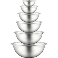 NutriChef Kitchen Mixing Bowls - Food Mixing Bowl Set, Stainless Steel (6 Bowls) - Stainless Steel - Stainless Steel - Angle_Zoom