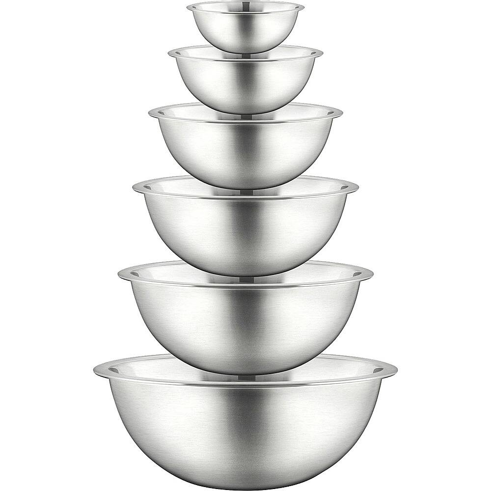Angle. NutriChef - Kitchen Mixing Bowls - Food Mixing Bowl Set, Stainless Steel (6 Bowls) - Stainless Steel - Stainless Steel.