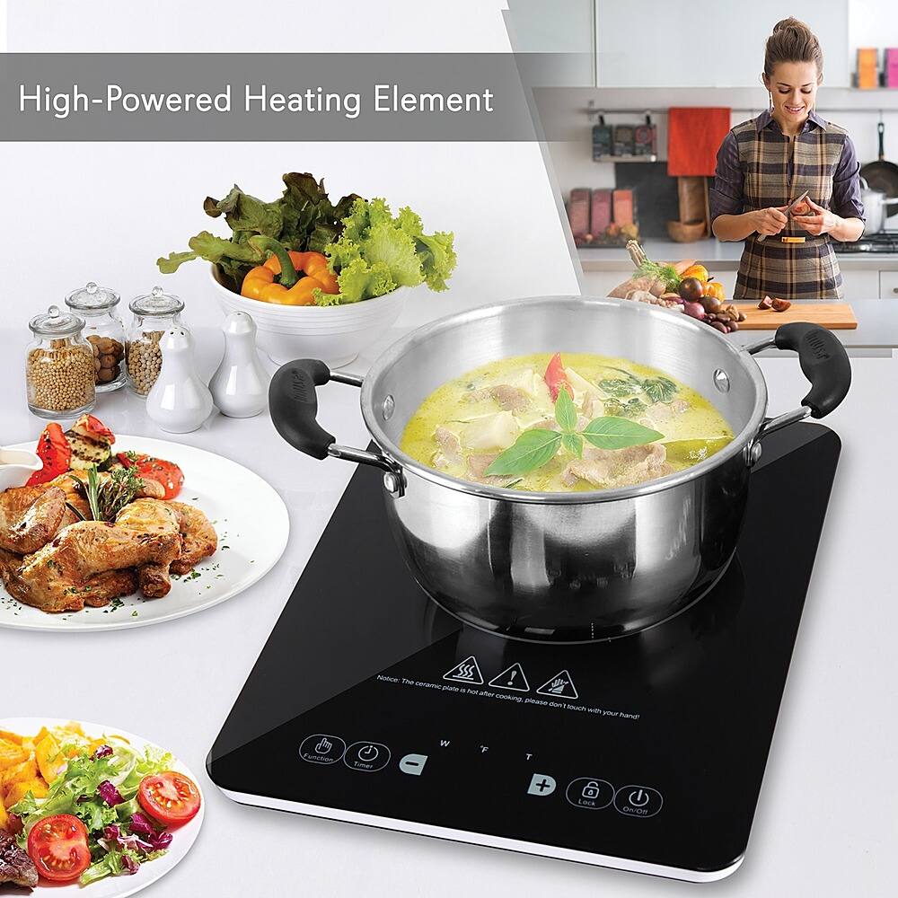 NutriChef 14.2 in Electric Cooktop 1 Elements Temperature Control, Non