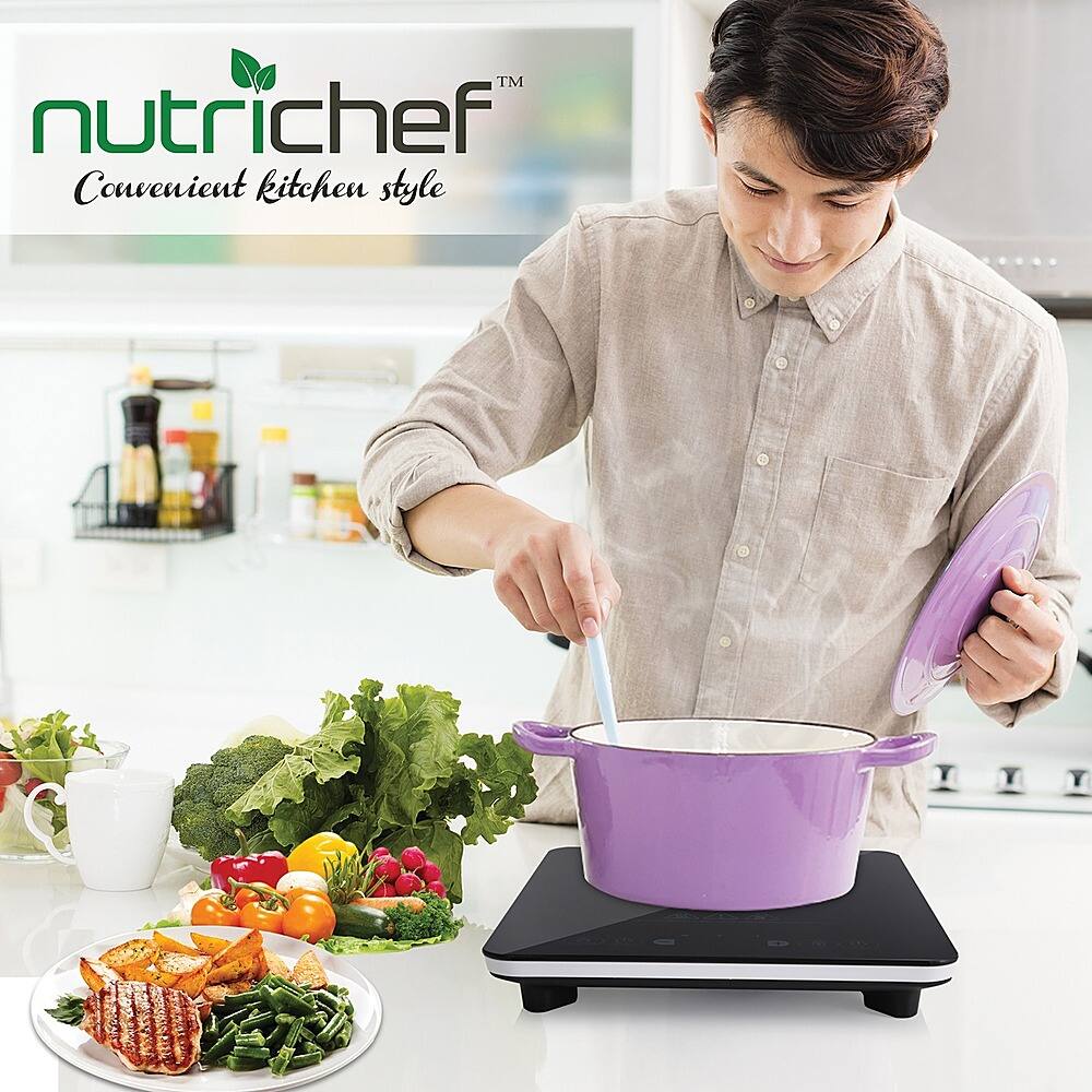 NutriChef 14.2 in Electric Cooktop 1 Elements Temperature Control, Non