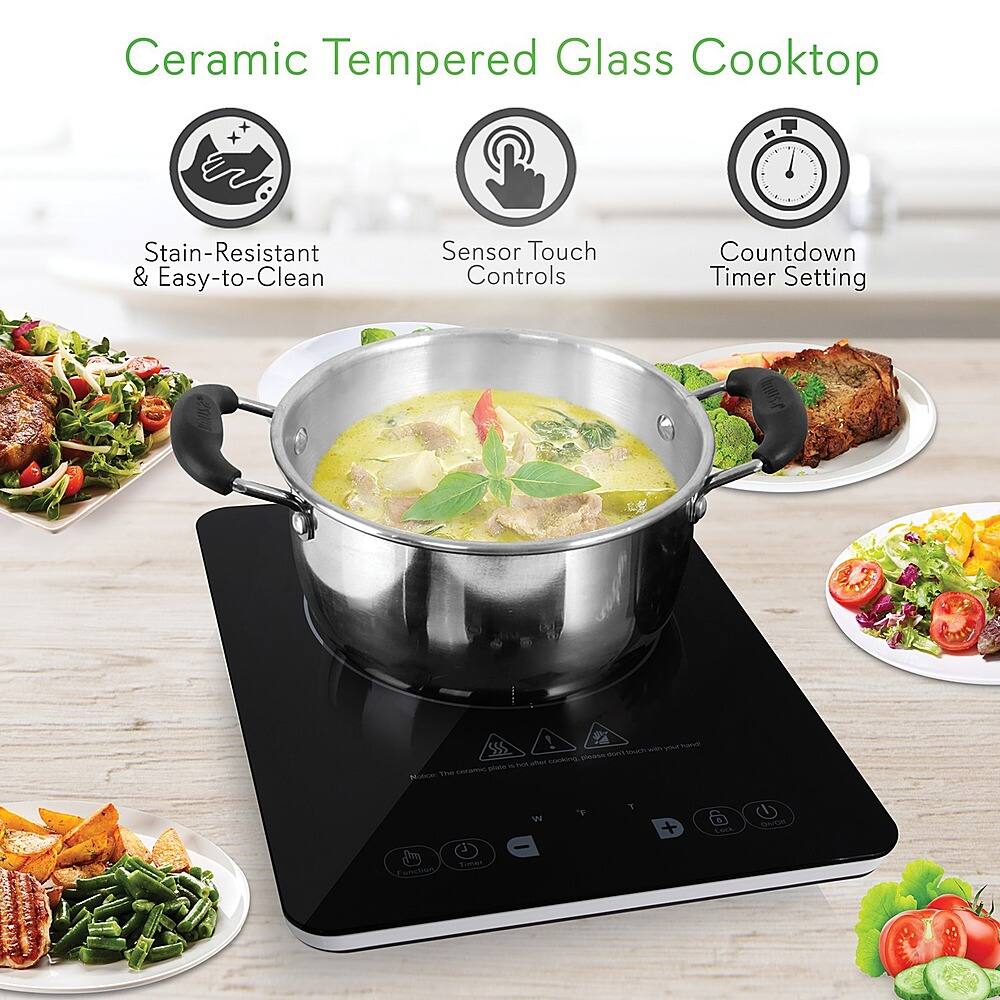 NutriChef 14.2 in Electric Cooktop 1 Elements Temperature Control, Non
