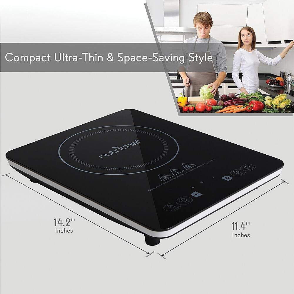 NutriChef 14.2 in Electric Cooktop 1 Elements Temperature Control, Non