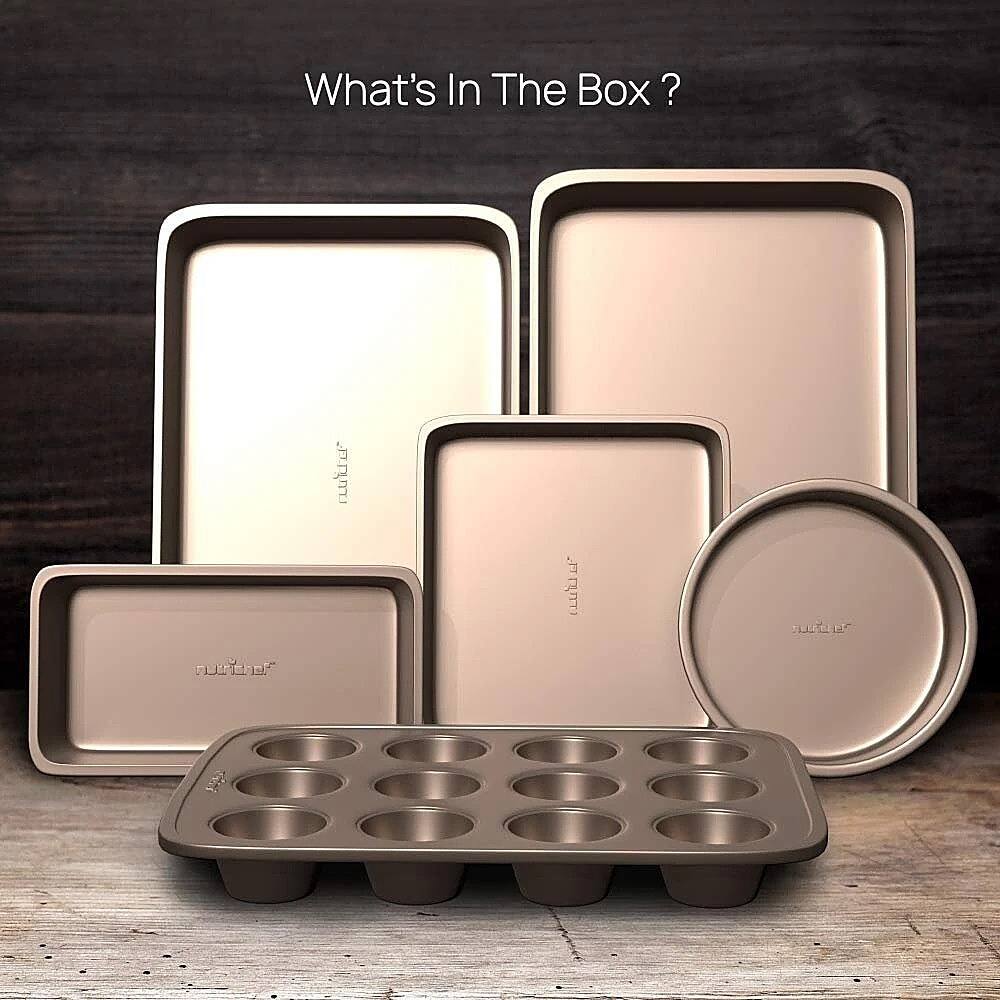 Alt View 21. NutriChef - 6-Piece Nonstick Kitchen Bakeware Set NCBK6TR7 - Gold - Gold.