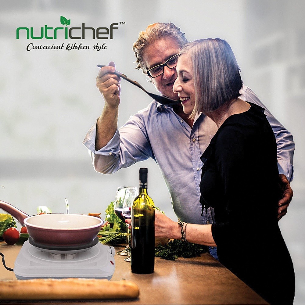 NutriChef 9.5 in Electric Cooktop - 1 Elements - Temperature Control - White