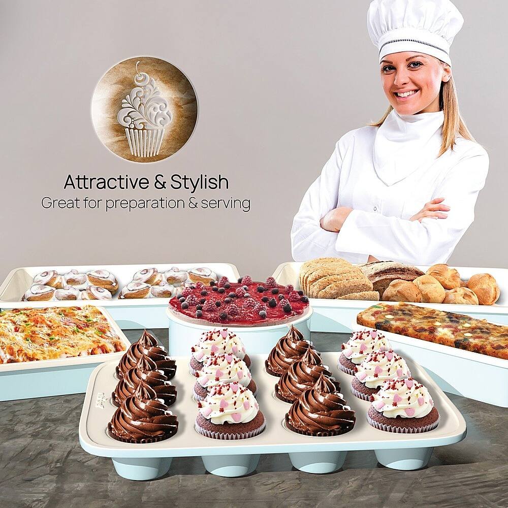 Alt View 17. NutriChef - 6-Piece Kitchen Oven Baking Pans NCBK6CT5 - Green, White - Green/White.