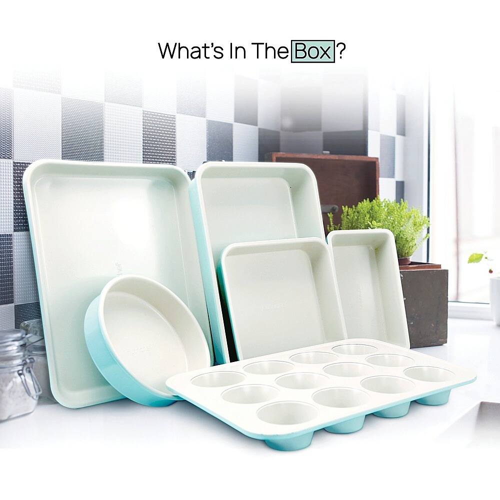 Alt View 22. NutriChef - 6-Piece Kitchen Oven Baking Pans NCBK6CT5 - Green, White - Green/White.