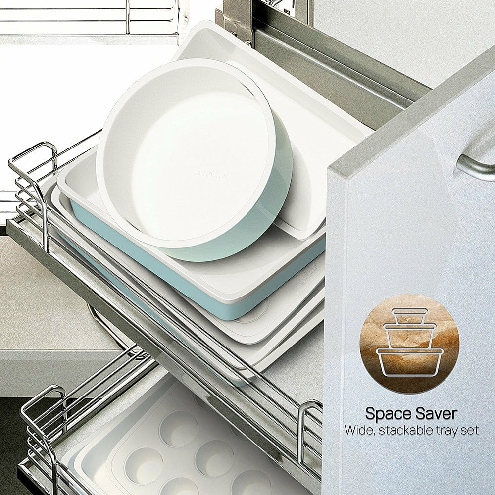 Alt View 40. NutriChef - 6-Piece Kitchen Oven Baking Pans NCBK6CT5 - Green, White - Green/White.
