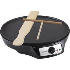 Front. NutriChef - Electric Crepe Maker / Griddle, Hot Plate Cooktop - Black - Black.