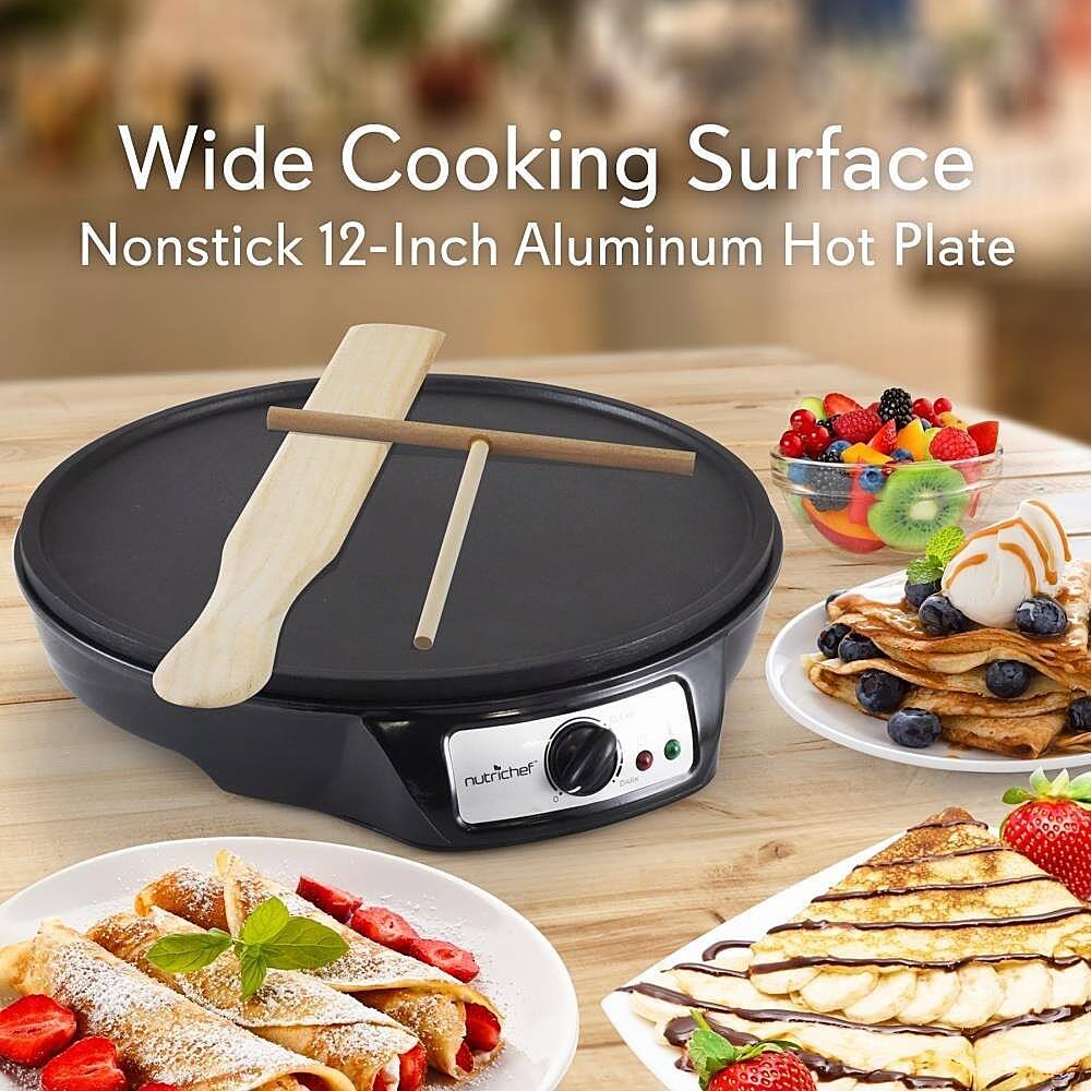 Alt View 18. NutriChef - Electric Crepe Maker / Griddle, Hot Plate Cooktop - Black - Black.