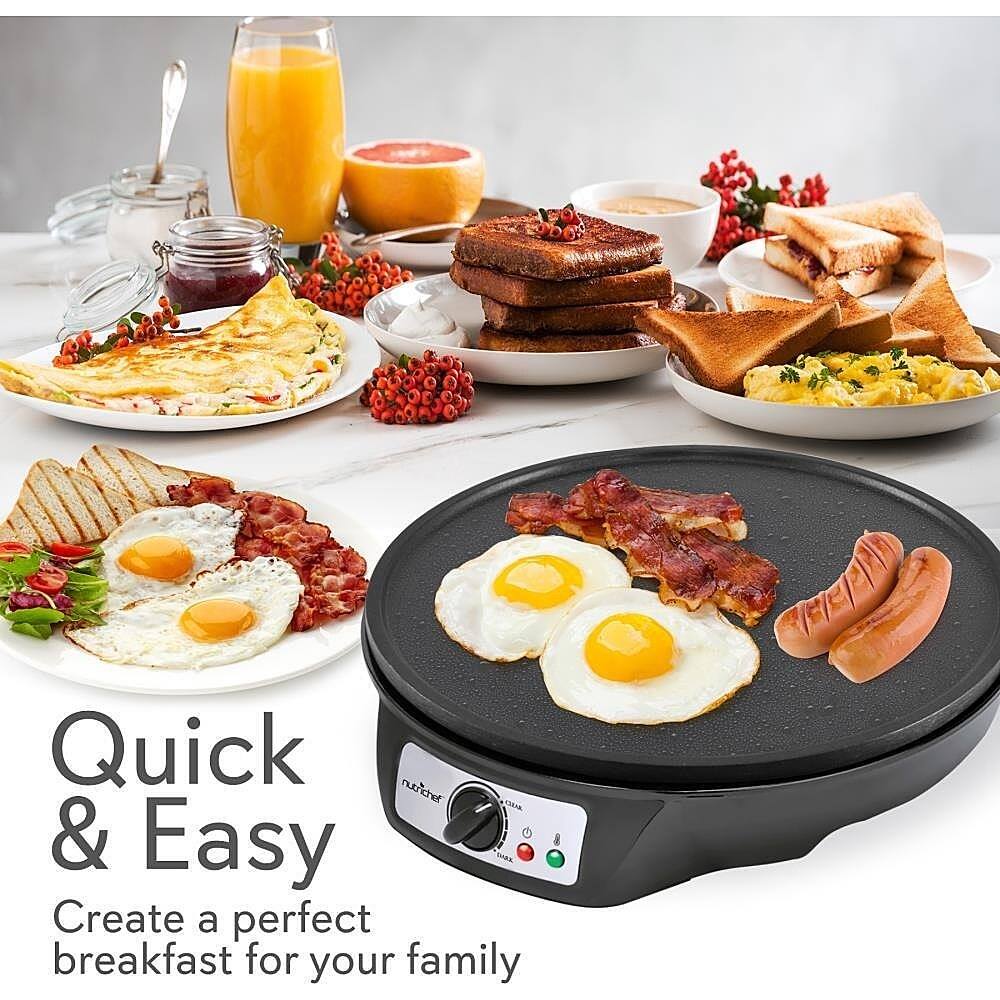 Alt View 19. NutriChef - Electric Crepe Maker / Griddle, Hot Plate Cooktop - Black - Black.