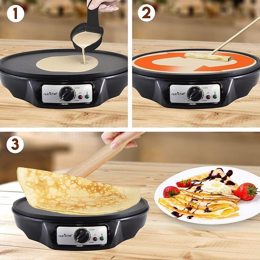 Alt View 20. NutriChef - Electric Crepe Maker / Griddle, Hot Plate Cooktop - Black - Black.